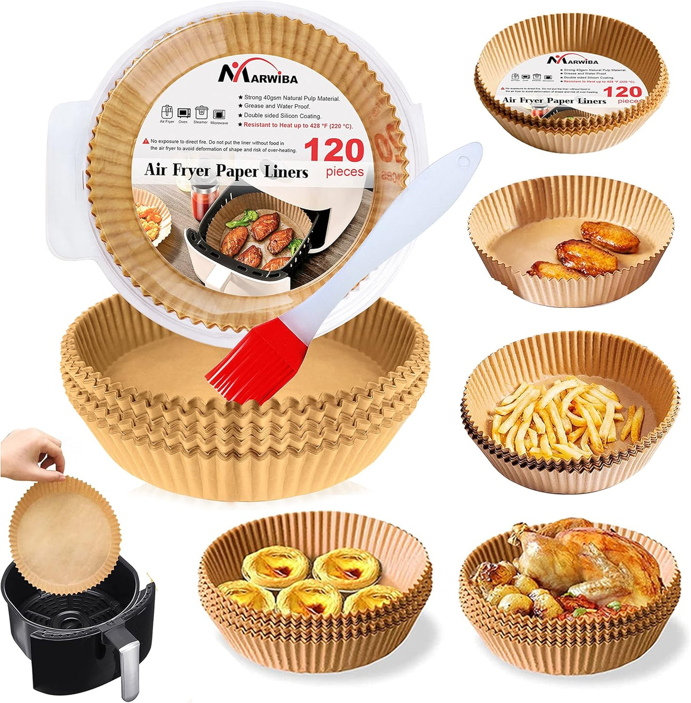 Marwiba Air Fryer Liners 120 pieces